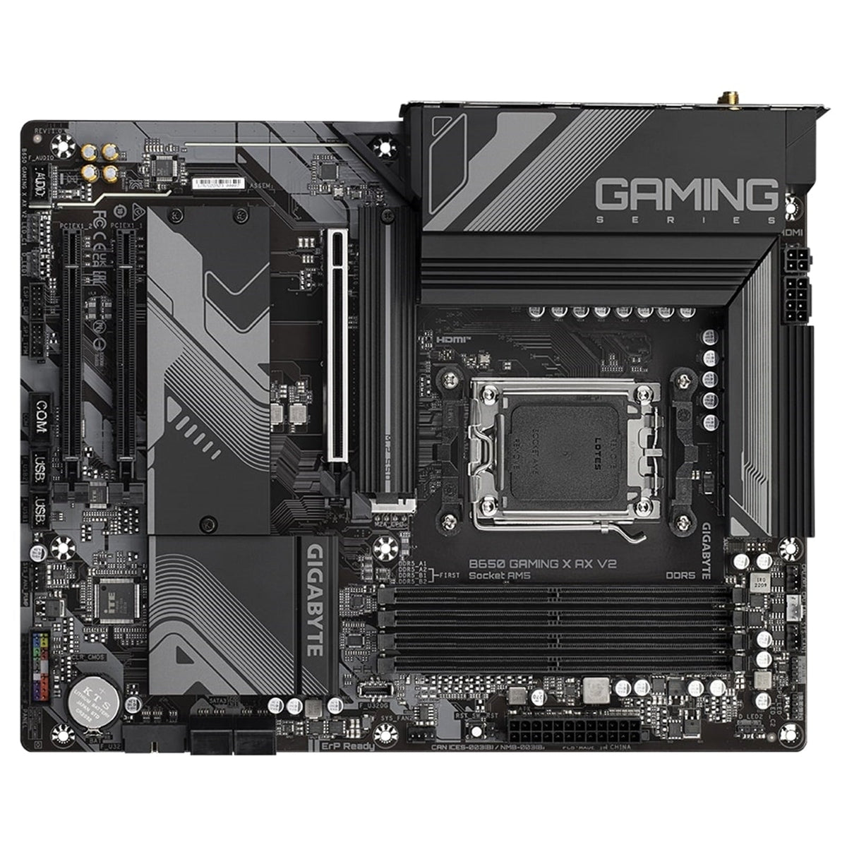 Gigabyte B650 GAMING X AX V2 AMD AM5 Socket Motherboard, ATX, 4x DDR5 Slots, 3x M.2 Sockets, Fitted I/O Shield, 2.5GbE LAN, Wi-Fi 6E, 1x DisplayPort / 1x HDMI Port
