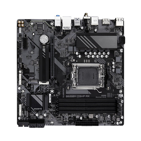 Gigabyte B650M D3HP AX Ultra Durable AMD AM5 Socket Motherboard, Micro-ATX, 4x DDR5 Slots, 2x M.2 Sockets, 2.5GbE LAN, Wi-Fi 6E, 2x DisplayPorts / 1x HDMI Port