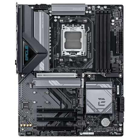 Gigabyte B850 EAGLE WIFI6E AMD AM5 Socket Motherboard, ATX, 4x DDR5 Slots, 3x M.2 Sockets, Fitted I/O Shield, GbE LAN, Wi-Fi 6E, 1x DisplayPort / 1x HDMI Port