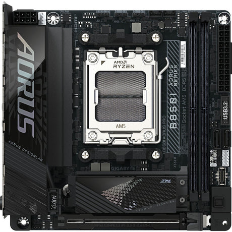 Gigabyte B850I AORUS PRO AMD AM5 Socket Motherboard, Mini-ITX, 2x DDR5 Slots, 2x M.2 Sockets, Fitted I/O Shield, 2.5GbE LAN, Wi-Fi 7, 1x HDMI Port