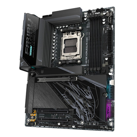 Gigabyte X870E AORUS ELITE X3D AMD AM5 Socket Motherboard, ATX, 4x DDR5 Slots, 4x M.2 Sockets, Fitted I/O Shield, 5GbE LAN, Wi-Fi 7, 1x HDMI Port / 2x USB-C (USB4)