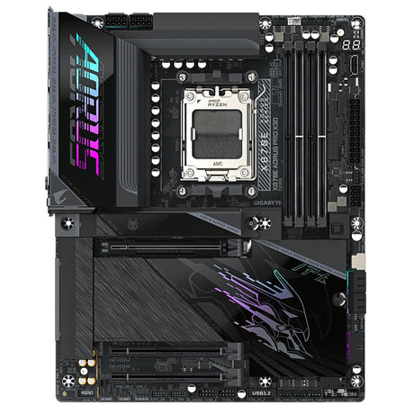 Gigabyte X870E AORUS PRO X3D AMD AM5 Socket Motherboard, ATX, 4x DDR5 Slots, 4x M.2 Sockets, Fitted I/O Shield, 5GbE LAN, Wi-Fi 7, 1x HDMI Port / 2x USB-C (USB4)