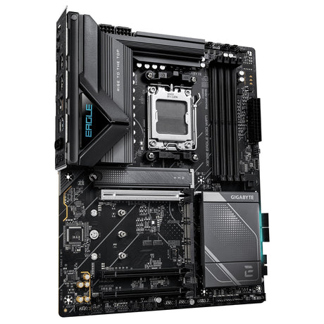 Gigabyte X870E EAGLE X3D WIFI7 AMD AM5 Socket Motherboard, ATX, 4x DDR5 Slots, 4x M.2 Sockets, Fitted I/O Shield, 5GbE LAN, Wi-Fi 7, 1x HDMI Port / 2x USB-C (USB4)