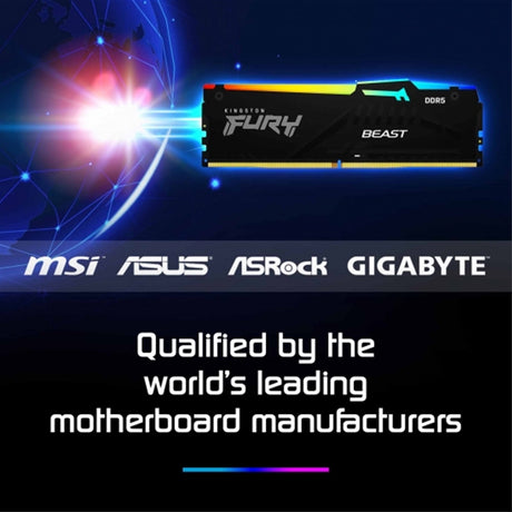 Kingston FURY Beast KF552C40BB2AK2-64 64GB (2x 32GB) DIMM System Memory, 5200MHz, DDR5, CL40, Black, RGB, Intel XMP