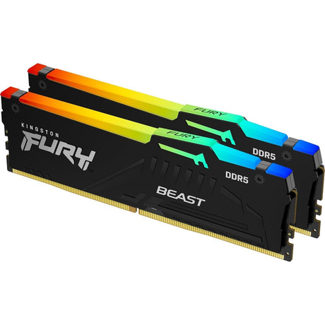 Kingston FURY Beast KF560C30BBEAK2-64 64GB (2x 32GB) DIMM System Memory, 6000MHz, DDR5, CL30, Black, RGB, Intel XMP, AMD EXPO