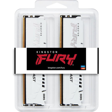 Kingston FURY Beast KF564C32BWEK2-64 64GB (2x 32GB) DIMM System Memory, 6400MHz, DDR5, CL32, White, Intel XMP, AMD EXPO