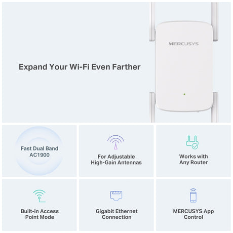 Mercusys ME50G AC1900 Wi-Fi Range Extender (UK Plug)