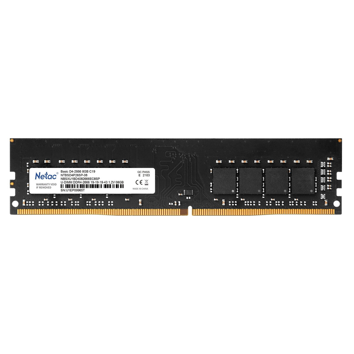 Netac Basic NTBSD4P26SP-08 8GB (1x 8GB) DIMM System Memory, 2666MHz, DDR4, CL19