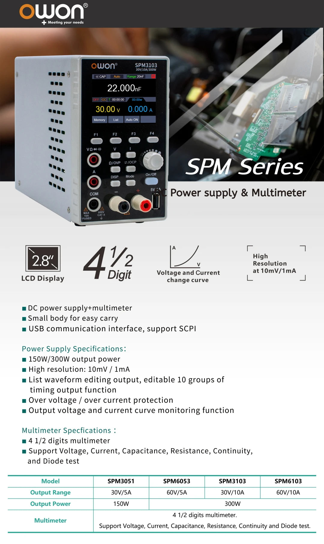 OWON SPM3103 Programmable DC Power Supply