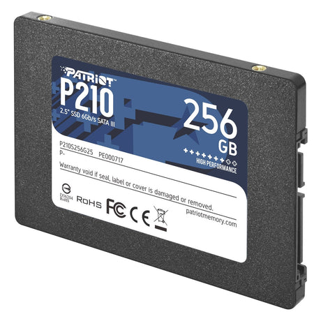 Patriot P210 (P210S256G25) 256GB 2.5 Inch SSD, Sata 3 Interface, Read 500MB/s, Write 400MB/s, 3 Year Warranty
