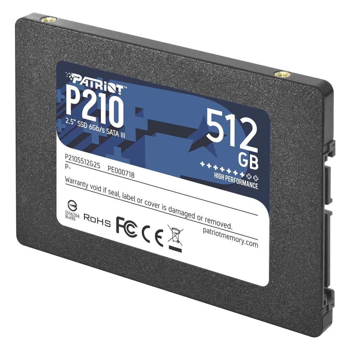 Patriot P210 (P210S512G25) 512GB 2.5 Inch SSD, Sata 3 Interface, Read 520MB/s, Write 430MB/s, 3 Year Warranty