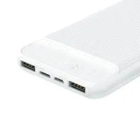 Prevo SP3012 Power bank,10000mAh Portable Fast Charging for Smart Phones, Tablets and Other Devices, Slim Design, Dual-Port with USB Type-C and Micro USB Connection, White