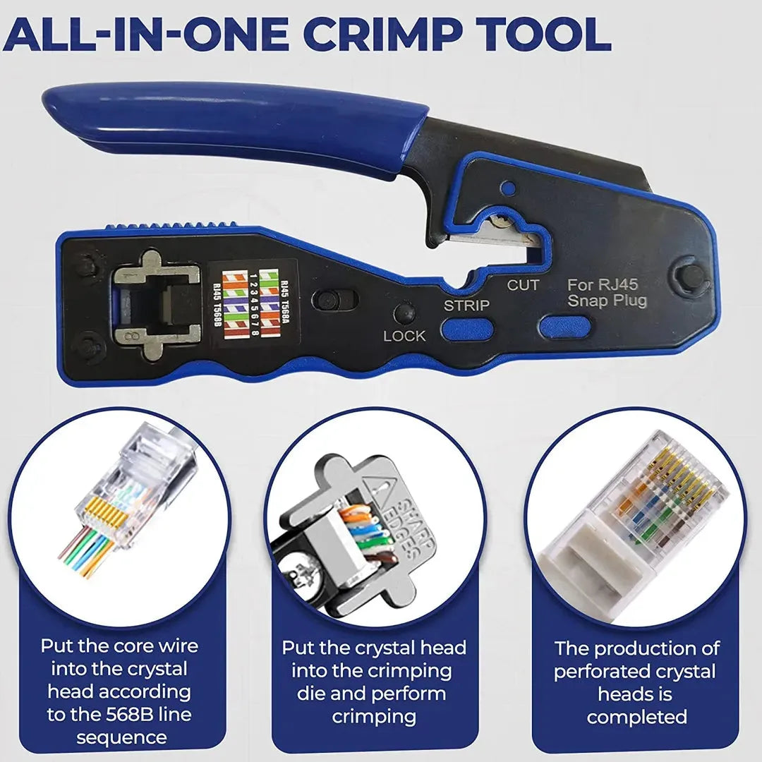 RJ45 Pass Through Crimper Cutter