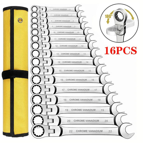 16pcs Ratcheting Combination Wrench Set 6-23mm