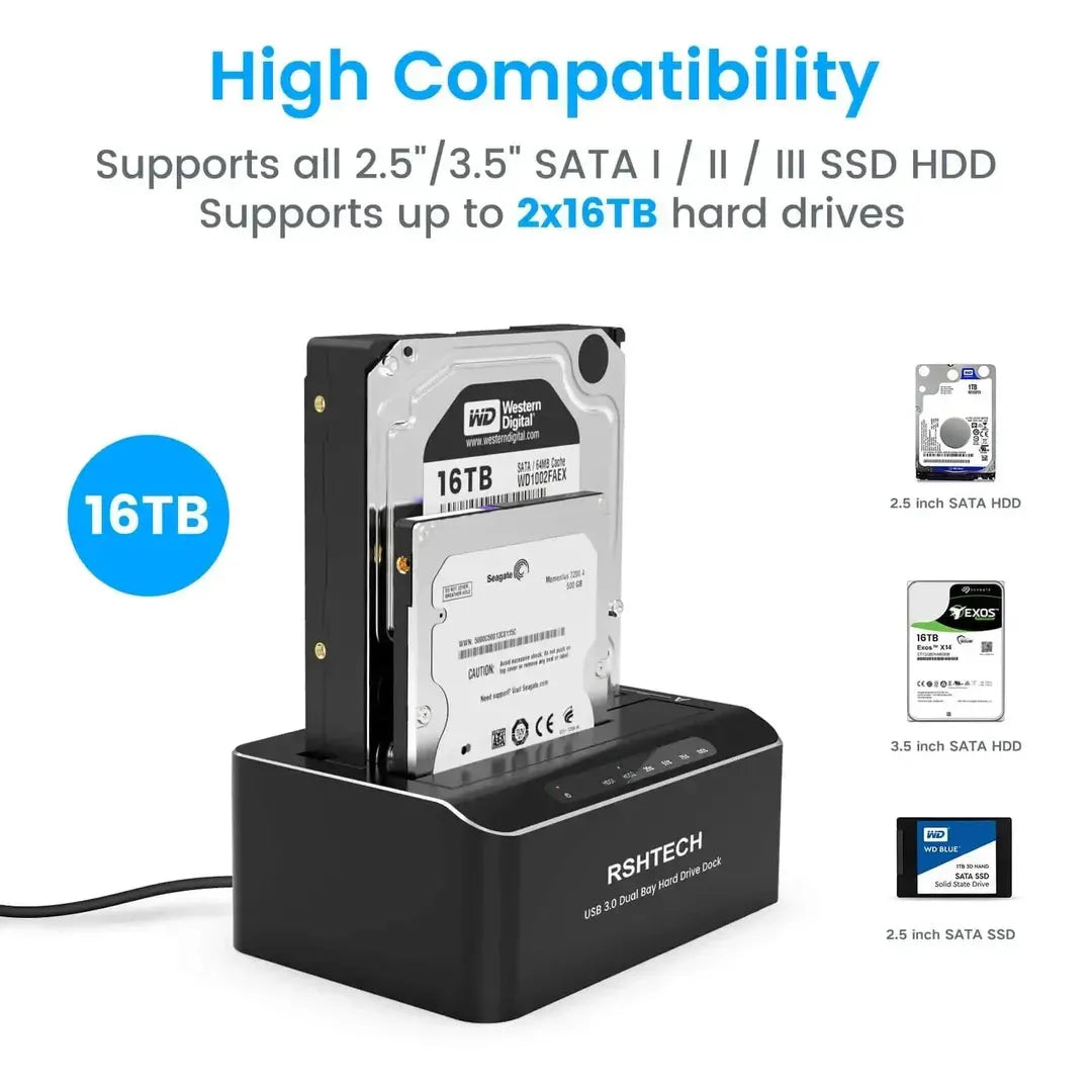 Dual Bay SATA HDD Docking Station 1 2 3