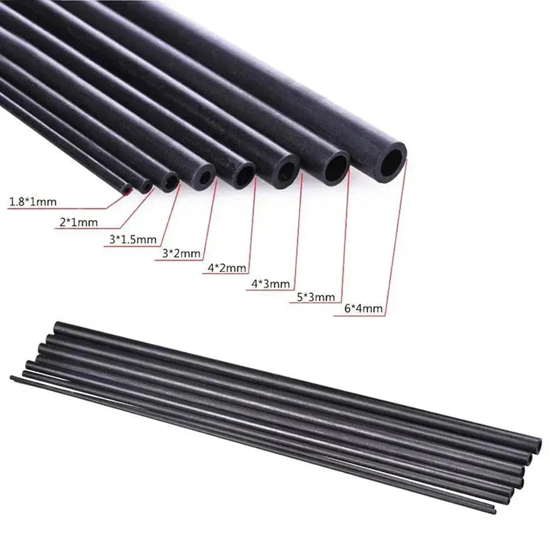 4pcs Carbon Fiber Hollow Tube 500mm 1 2 3