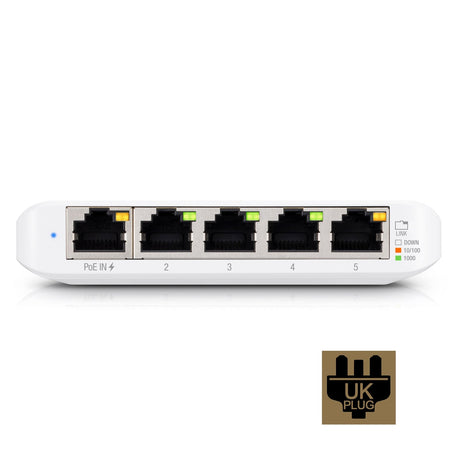 Ubiquiti USW-FLEX-MINI UniFi USW Flex Mini 5 Port Smart Managed POE/USB C Powered Gigabit Network Switch (UK Plug)