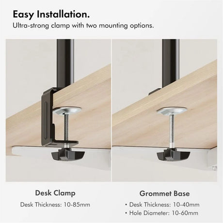 VonHaus Dual Monitor Stand for 13-32 Inch Screens, Twin Monitor Mount with Desk Clamp, Height Adjustable, Easy Assemble Stand with Full Tilt, Rotation & Swivel Arms, VESA 75x75 & 100x100mm
