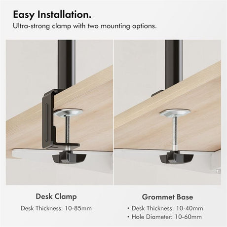 VonHaus Dual Monitor Stand for 13-32 Inch Screens, Twin Monitor Mount with Desk Clamp, Height Adjustable, Easy Assemble Stand with Full Tilt, Rotation & Swivel Arms, VESA 75x75 & 100x100mm