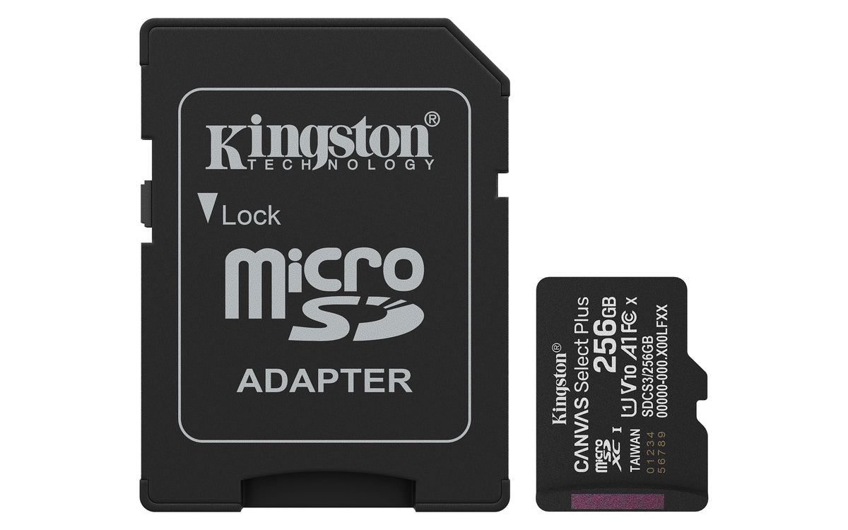 Kingston Technology 256GB microSDXC Canvas Select Plus Gen3 150MB/s A1 Card + Adapter
