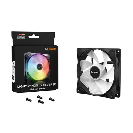 be quiet! Light Wings LX 120mm PWM Reverse, Black, ARGB Lighting, High Airflow, 60,000 Hours, 3 year warranty