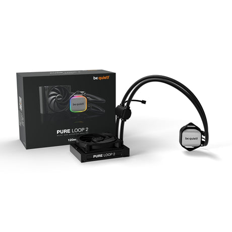 be quiet! Pure Loop 2 120mm AIO CPU Water Cooler, Universal Socket, 120mm Radiator, Pure Wings 3 120mm PWM high-speed fan, 2100RPM, ARGB, 3-year manufacturers warranty