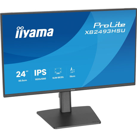 iiyama PROLITE XB2493HSU-B1 24 inch IPS Monitor, Full HD, 1ms, USB Hubx2, HDMI, DisplayPort, Freesync, 120Hz, Speakers, Black, ACR, Internal PSU, VESA, Height Adjustable